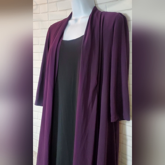R&M Richard's Purple and Black Jacket Mock Dress Twofer - Picture 3 of 11